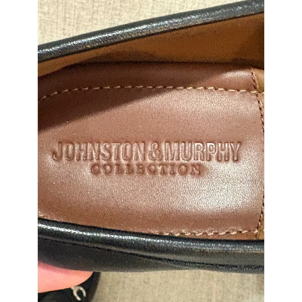 Johnston & Murphy Collection Black Leather Bit Loafers Silver Hardware 9M NWOT
